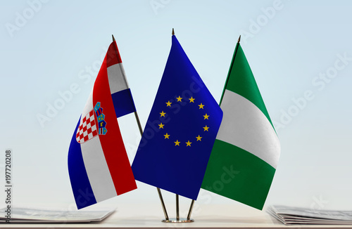 Flags of Croatia European Union and Nigeria