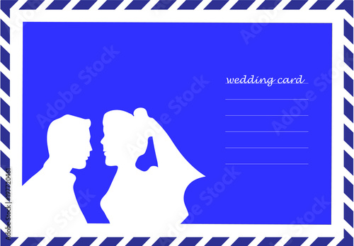 vector wedding invitation card, looks like a postal letter..