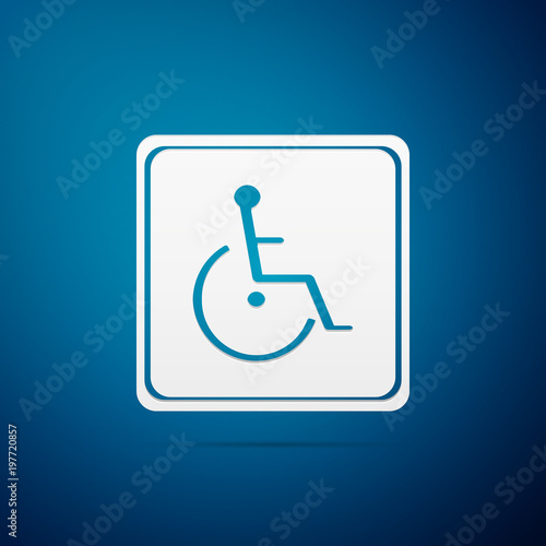 Disabled handicap icon isolated on blue background. Wheelchair handicap sign. Flat design. Vector Illustration
