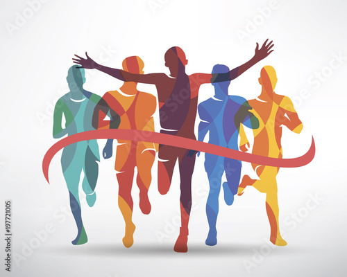 running athletes symbol, sport and competition concept