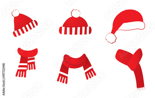 Santa red cap and scarf
