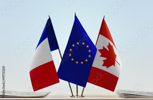 Flags of France European Union and Canada