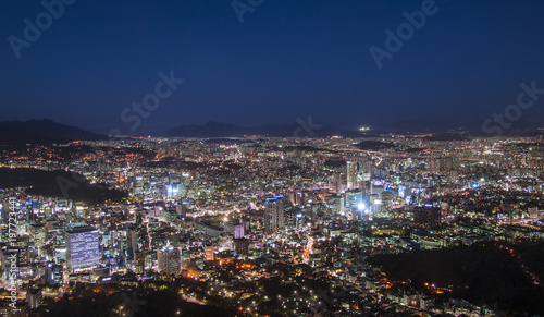 Modern Urban City At Night  Seoul South Korea