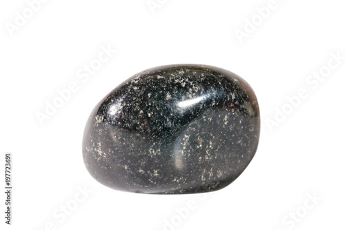 Macro shooting of natural gemstone. Raw mineral agate, India. Isolated object on a white background.