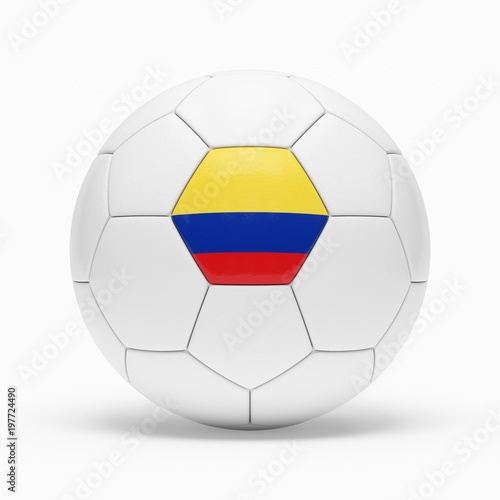 3d rendering of soccer ball with Columbia flag isolated on a white background