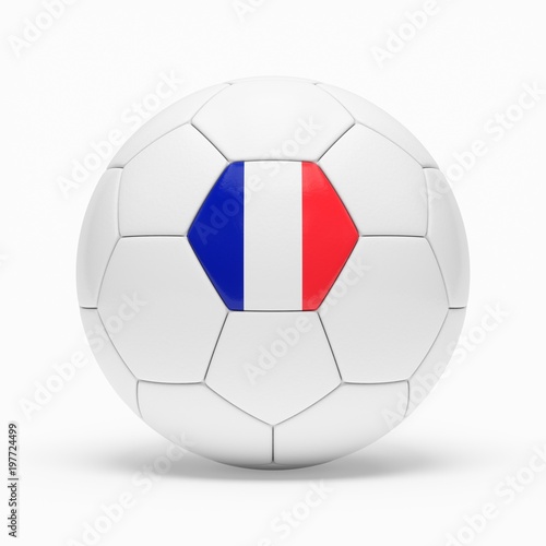 3d rendering of soccer ball with France flag isolated on a white background