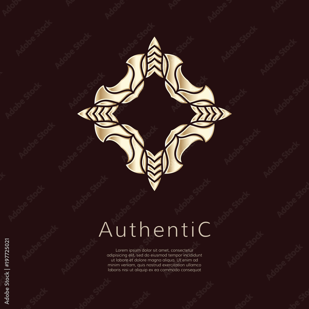 Luxury logotype concept. Floral heraldic logo. Vector template with place for letter.
