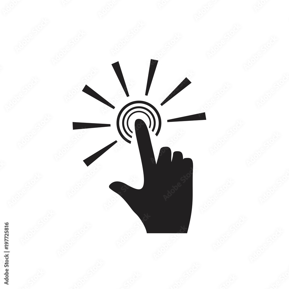 Obraz premium Clicking finger icon, hand pointer vector