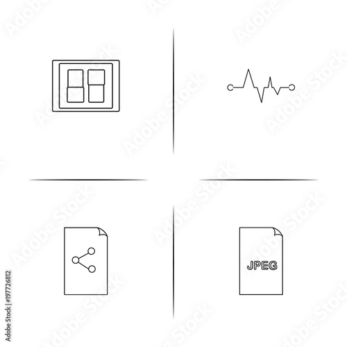 Files And Folders, Sign simple linear icons set. Outlined vector icons