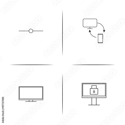 Internet Security simple linear icons set. Outlined vector icons