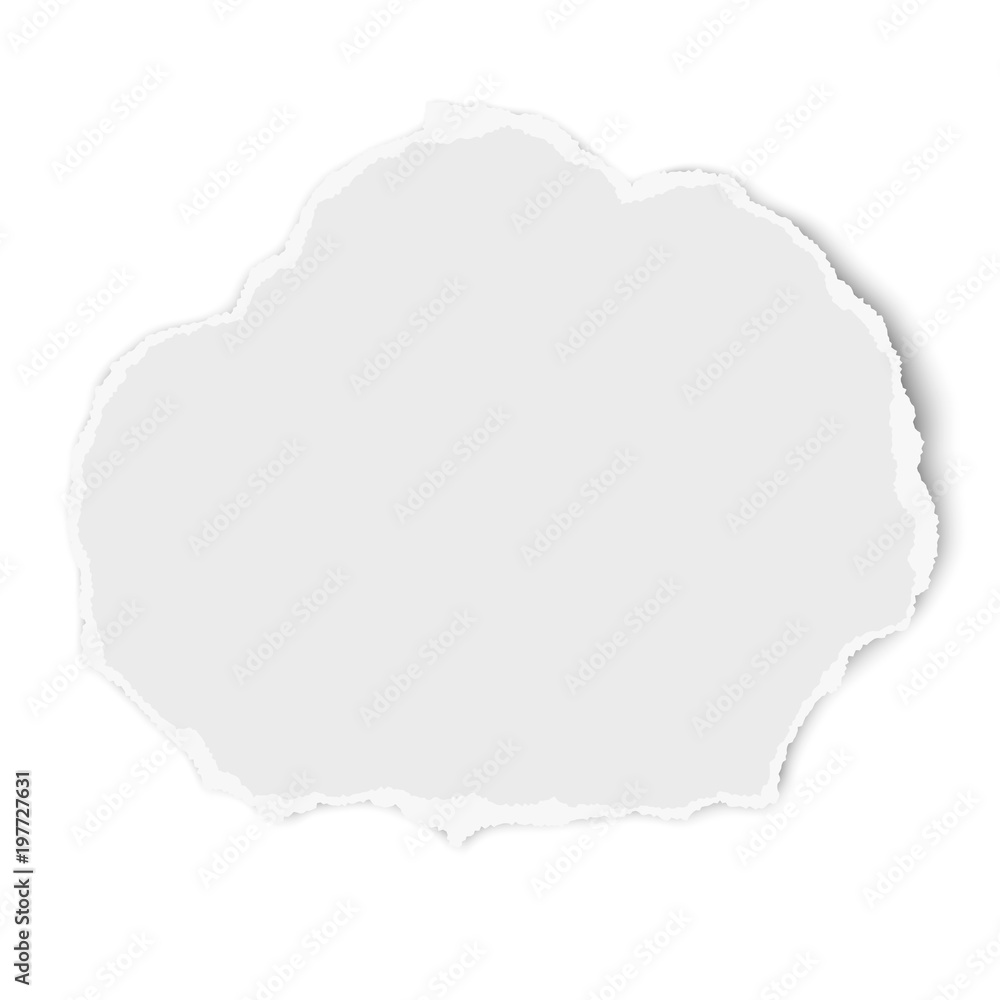 Ripped rounded paper tear isolated on white background. Vector template paper design.