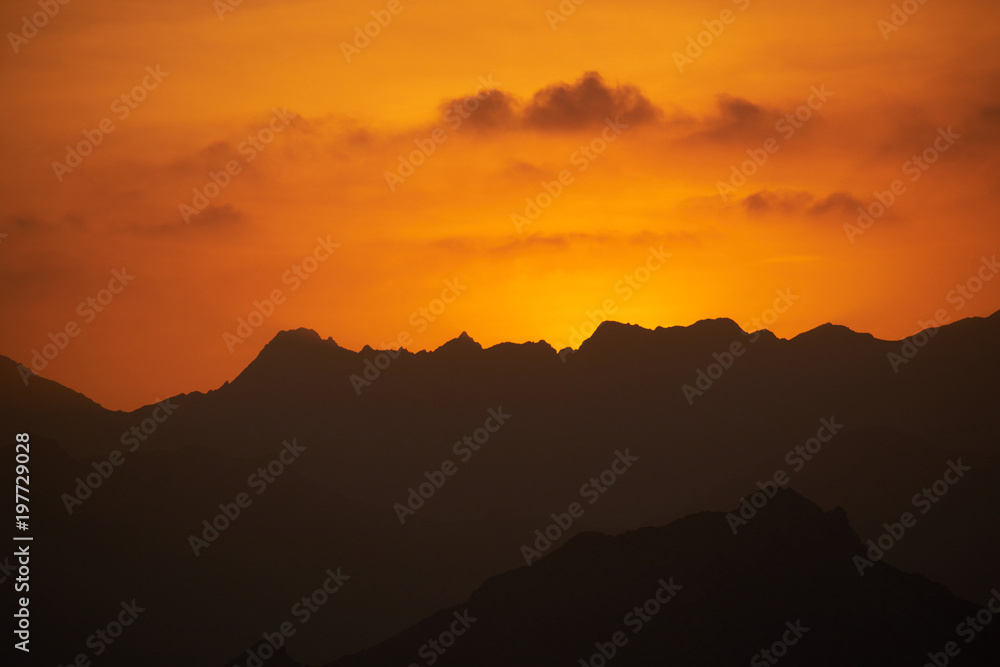 Oman sunset mountains Oman sunset mountains