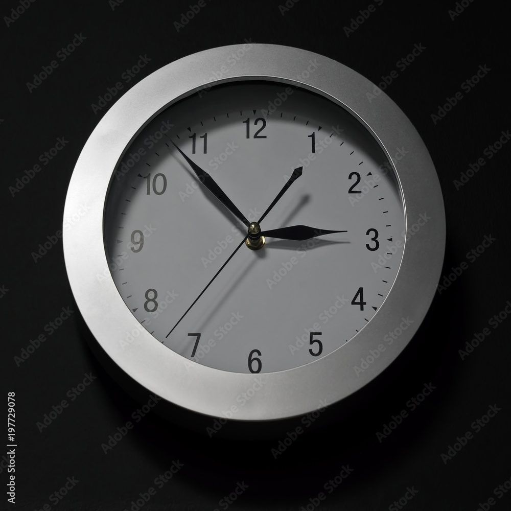 Wall clock, dial with arrows, soon three hours. Wall clock, dial with arrows, soon three hours.