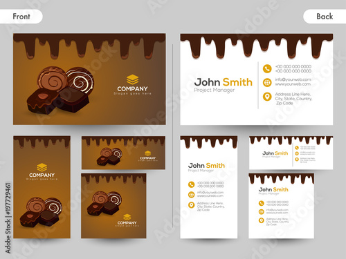 Horizontal business card with front and back presentation.