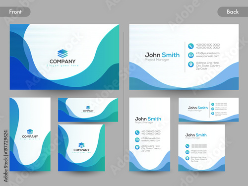 Horizontal business card with front and back presentation.