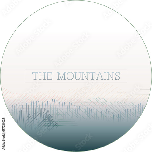
Drawing with strokes. Sketch of mountain peaks in the fog.Linear graphics of mountains.
