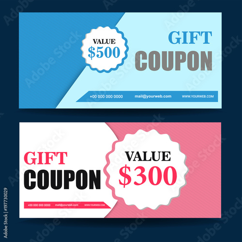 Gift voucher, certificate, discount card, or coupon template.