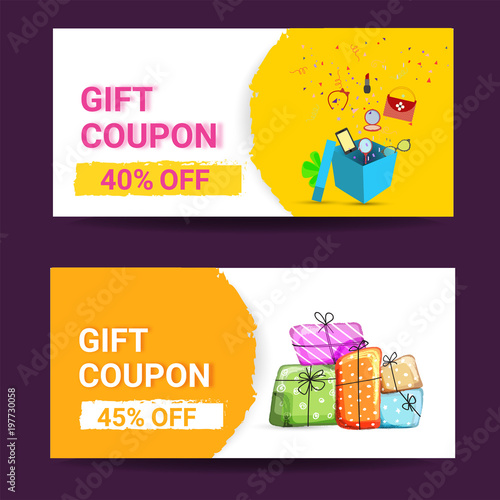 Gift voucher, certificate, discount card, or coupon template. photo