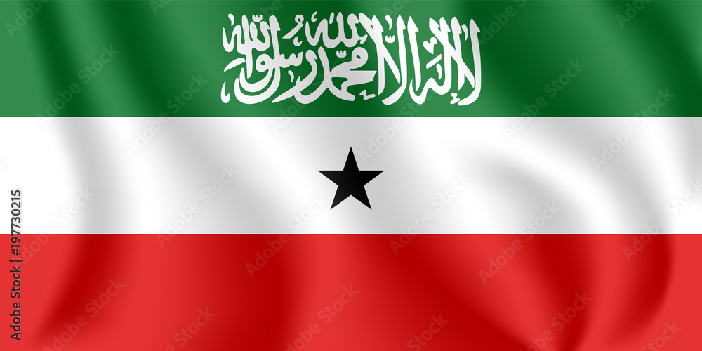 Flag of Somaliland. Realistic waving flag of Republic of Somaliland. Fabric textured flowing flag of Somaliland. Flag of Somaliland. Realistic waving flag of Republic of Somaliland. Fabric textured flowing flag of Somaliland.