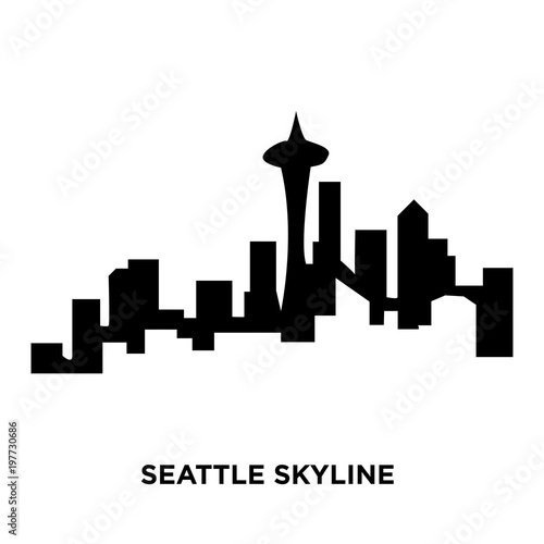 seattle skyline on white background, vector illustration