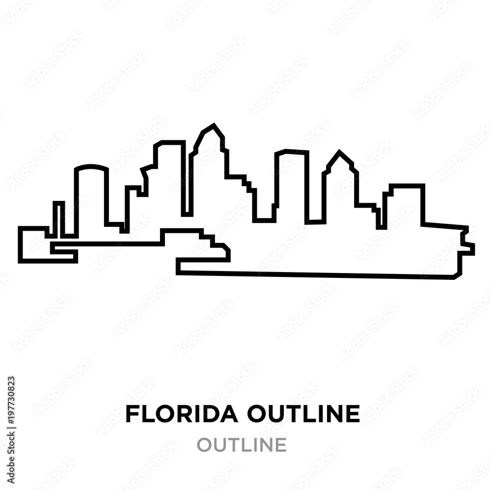 florida outline png on white background, vector illustration