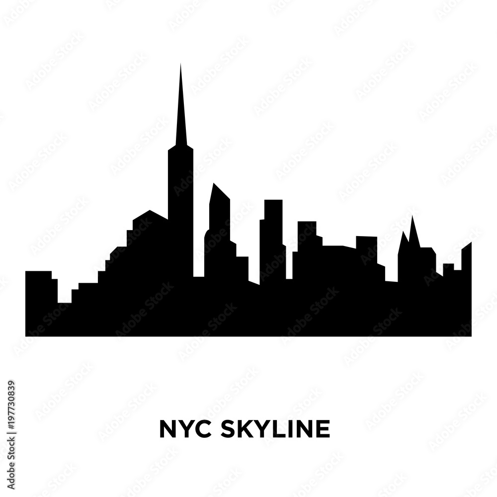 nyc skyline silhouette on white background, vector illustration