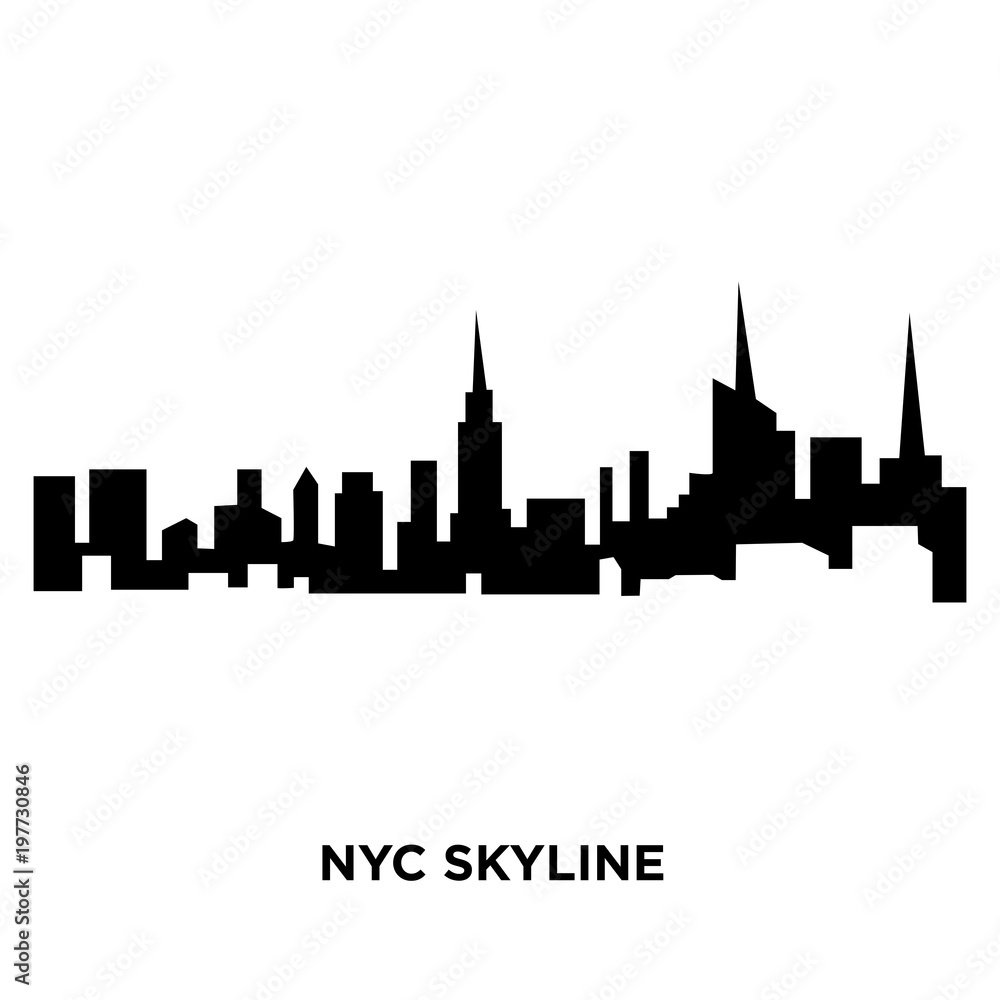 nyc skyline silhouette on white background, vector illustration