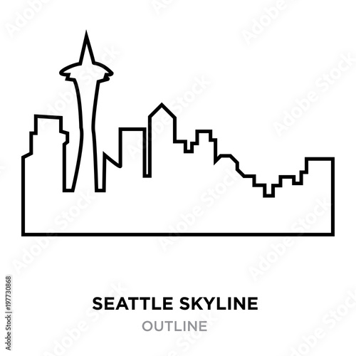 seattle skyline outline on white background, vector illustration