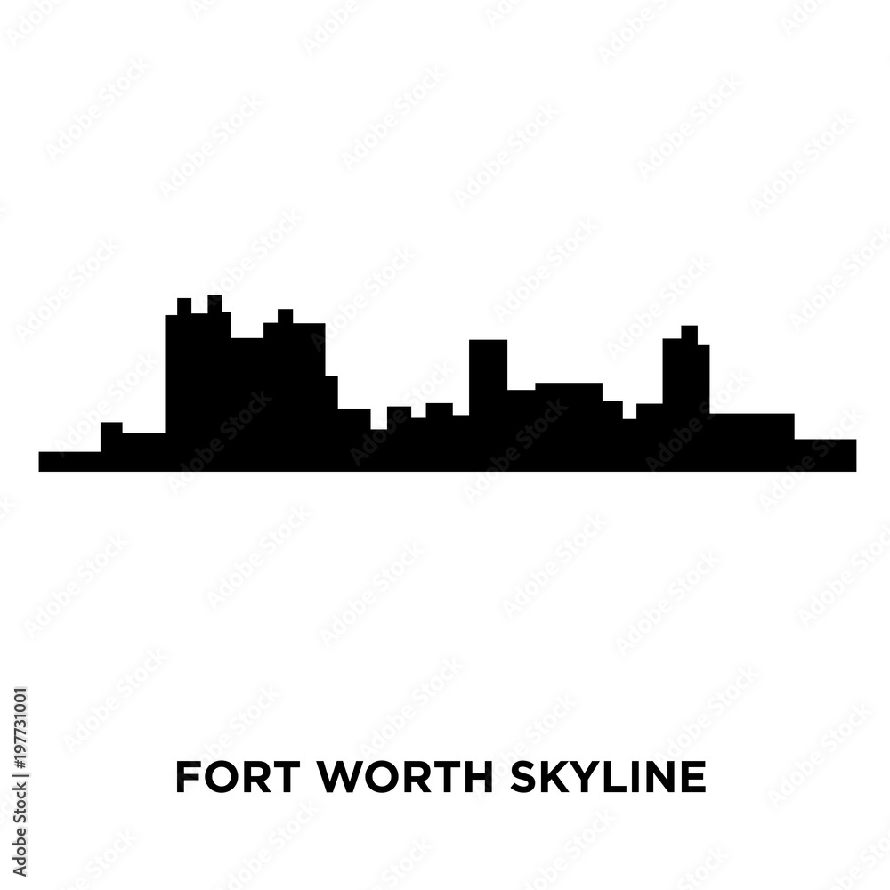 fort worth skyline silhouette on white background, vector illustration