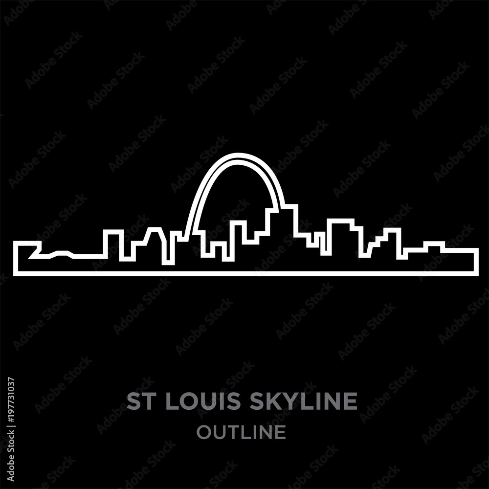 white border st louis skyline outline on black background, vector illustration white border st louis skyline outline on black background, vector illustration
