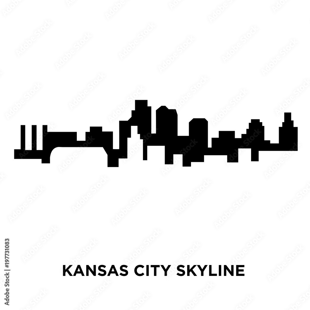 kansas city skyline silhouette on white background, vector illustration