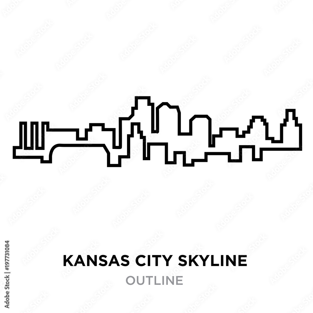 kansas city skyline outline on white background, vector illustration ...