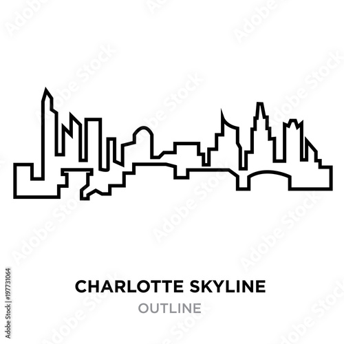 charlotte skyline outline lorem outline on white background, vector illustration