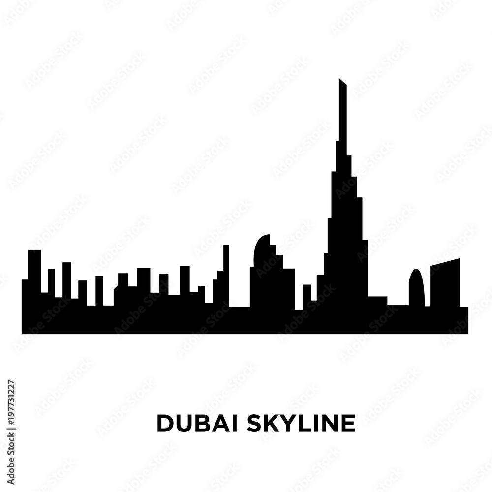dubai skyline silhouette on white background, vector illustration Stock ...
