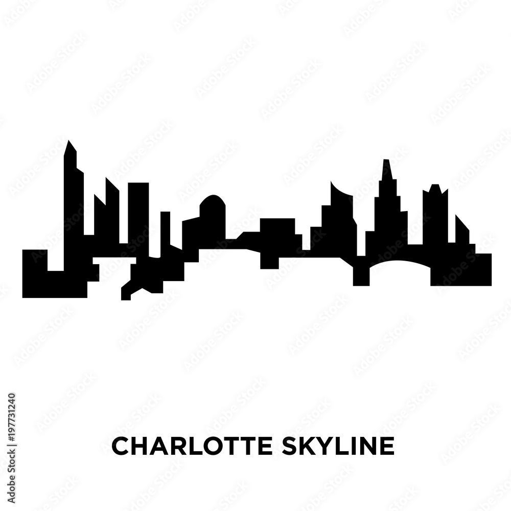 Fototapeta premium charlotte skyline silhouette on white background, vector illustration
