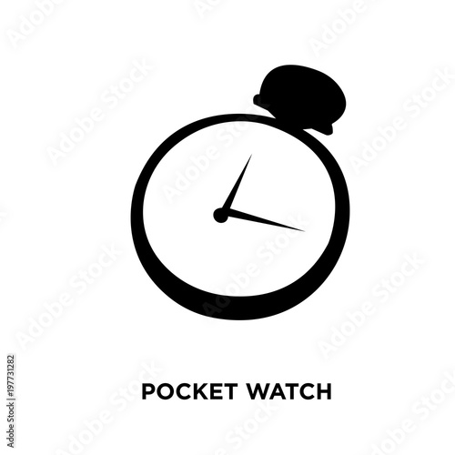 pocket watch silhouette on white background, vector illustration