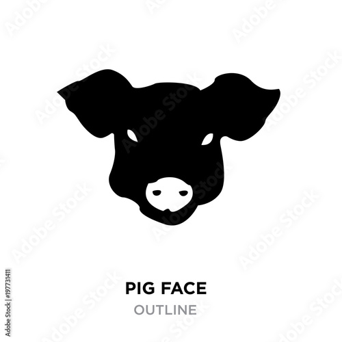 pig face silhouette on white background, vector illustration