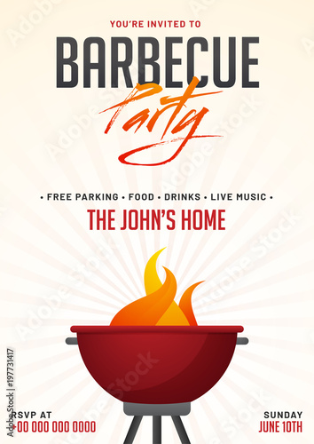 Barbecue Poster, Flyer, Template or Invitation Design.
