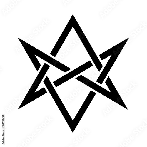 «Hexagrammum Mysticum» (unicursal hexagram) — The Horns of Asmodeus, or The Horned Head (symbol of The Horned God), Mystic Occult Sign of Black Magic and Illuminati.