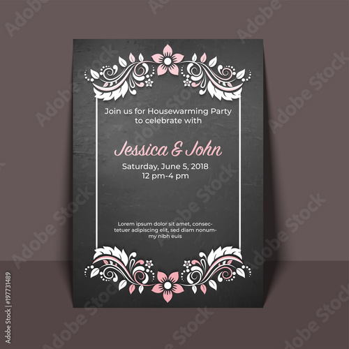 Housewarming party invitation card design.