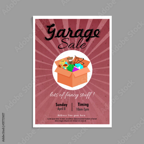 Garage or yard sale event announcement printable poster or banner template.