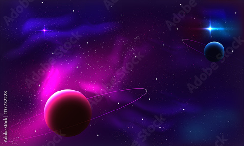 Cosmic galaxy background with nebula, stardust and bright shining stars. Brochures, posters, or banner design.