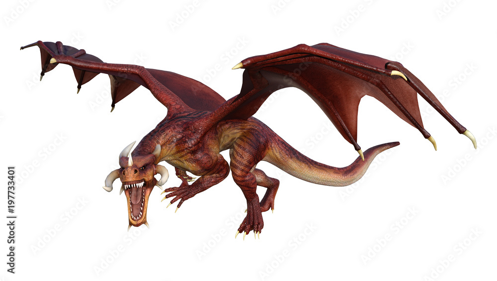 3D Rendering Fantasy Dragon on White 3D Rendering Fantasy Dragon on White