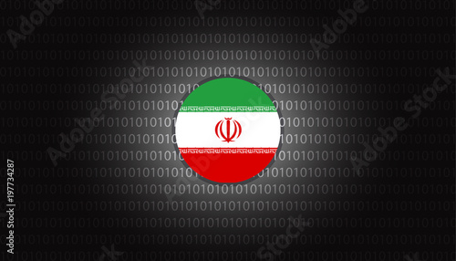 Iran cyber attacks design vector illustration background