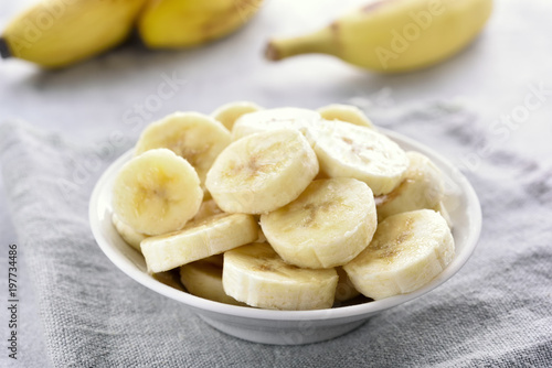 Banana slices in bowl.