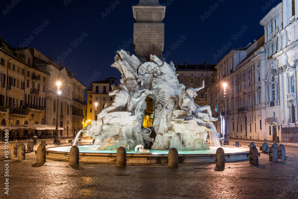 Fototapeta premium Night view, Piazza Navona, Rome. Italy