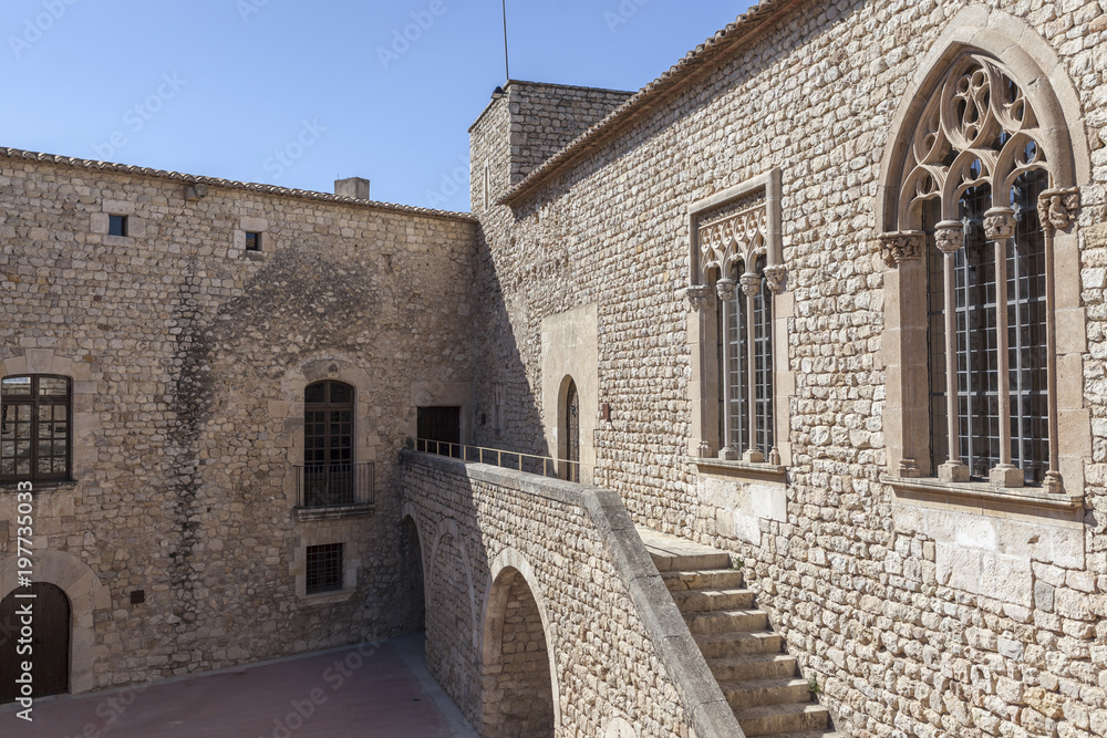 Castle of Sant Marti Sarroca, courtyard, Penedes area,province Barcelona,Catalonia.
