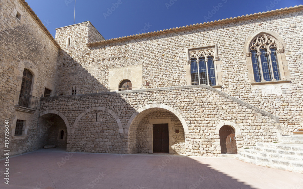 Castle of Sant Marti Sarroca, courtyard, Penedes area,province Barcelona,Catalonia.