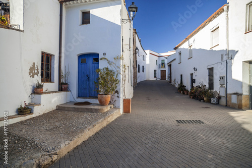  Village street view, Sant Pere de Ribes, province Barcelona, Catalonia.