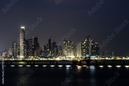 modern skyscraper city skyline at night - Panama City